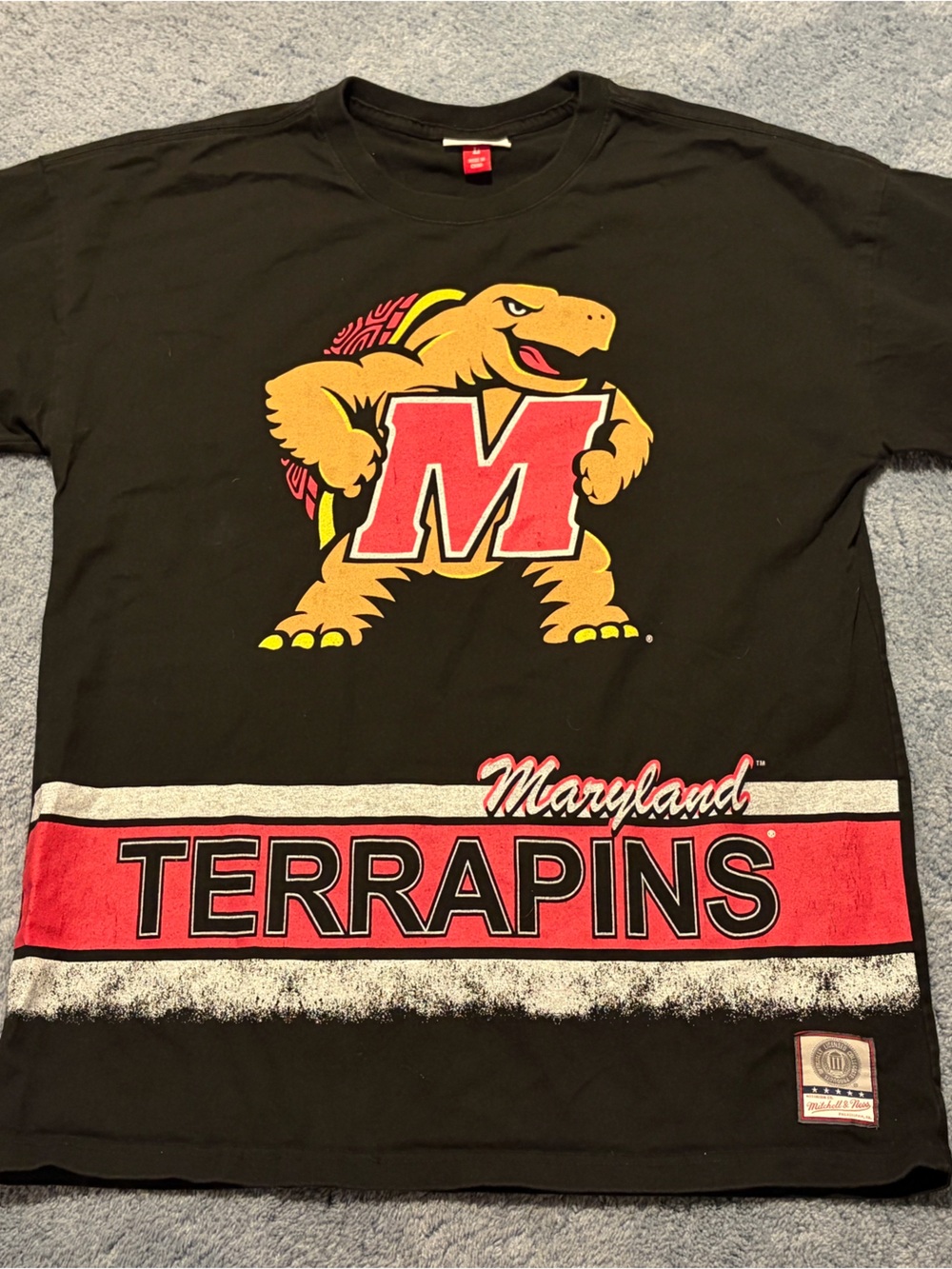 Mens Mitchell & Ness BLK University of Maryland Oversized SS Tee Large